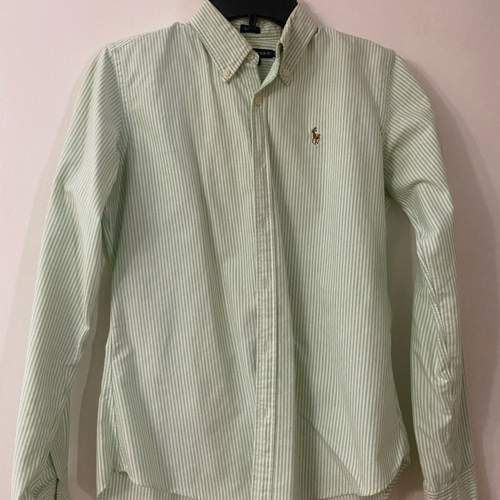 Ralph Lauren Women’s Green Striped Shirt